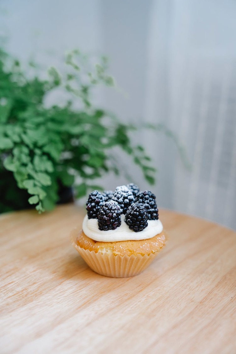 Cupcake Recipe - Blueberry Cupcake with Powdered Sugar