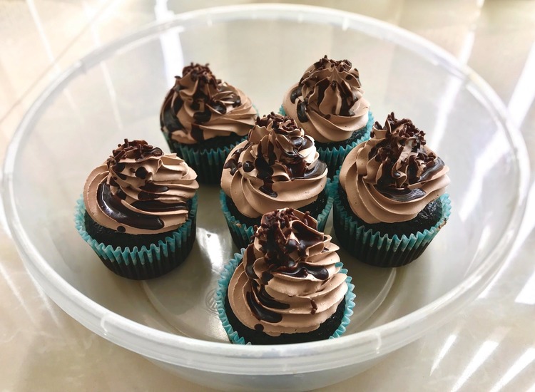 Chocolate Cupcakes with Icing and Syrup